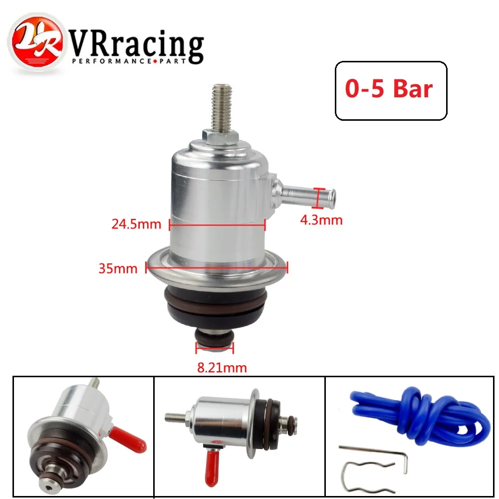 

VR - Алюминиевый регулируемый регулятор давления топлива для двигателя VW Golf Jetta Passat Audi VAG 3-5 бар, регулятор давления впрыска