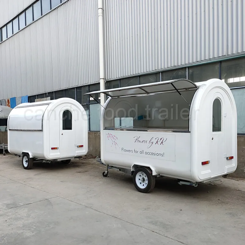 Buy a Uk 4.5m 5m Churros Concession Fast Food Trailers with Umbrella Used Food Trucks For Sale In China images - 6