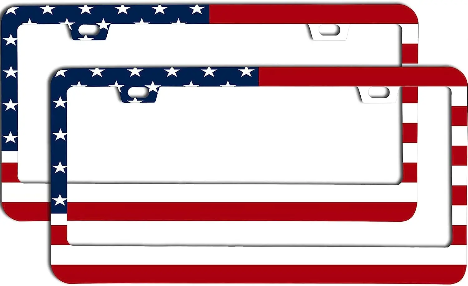 

2PC American Flag License Plate Frames for Women Men Black Stainless Steel Car Tag Frame 6x12" Holes & Screws Fits Standard US