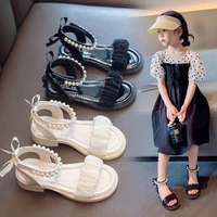 beading little girl sandals girls sandals 2022 summer kids shoes bow child sandals non slip princess beach shoes 34 2 to 8 years