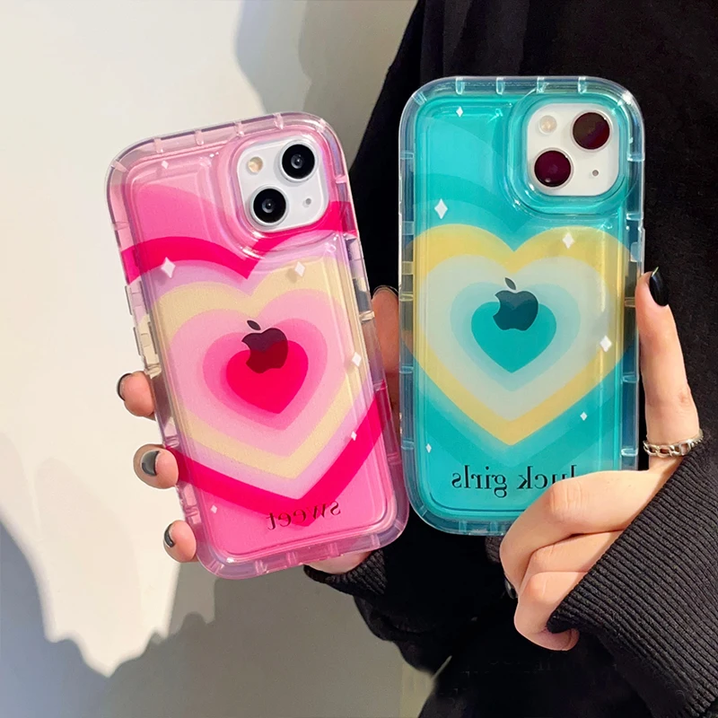 

Lovely Love Heart Air Cushion Case For iPhone 11 12 13 14 Pro Max 14 Plus Soft Phone Cover Silicone Shockproof Protector Funda