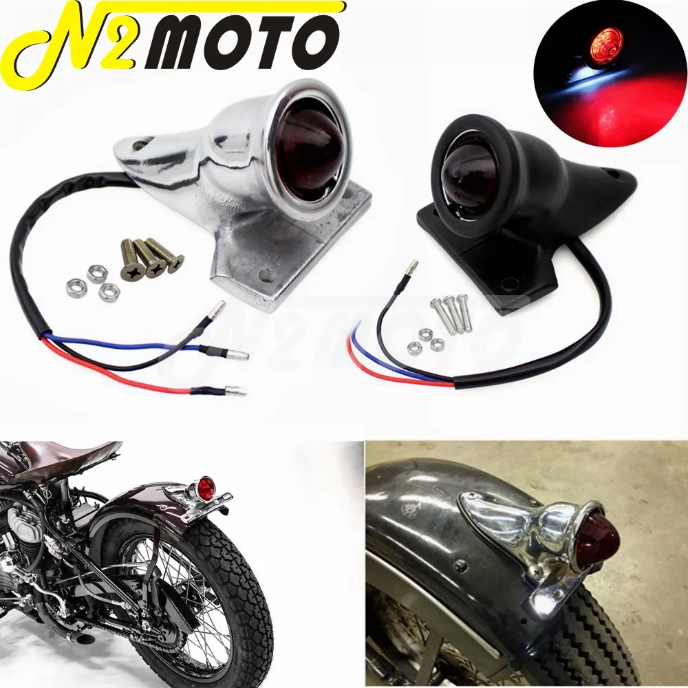 

Black Custom Motorcycle Taillight Brake Stop Lamp Fender Mount License Plate Light for Harley Chopper Cafe Racer