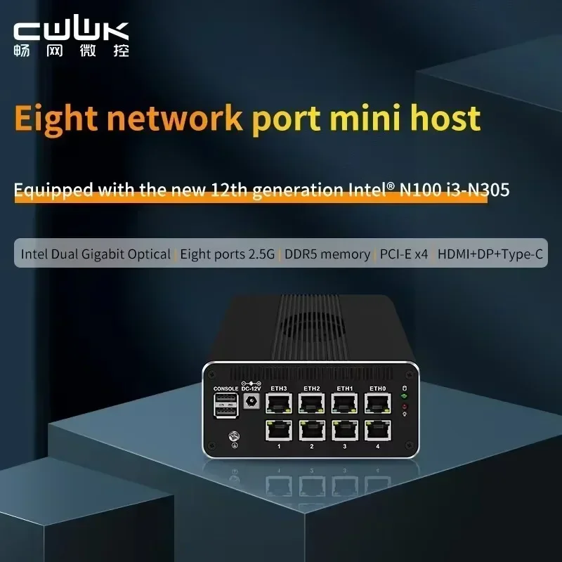 CWWK 12th Gen Dual 10G Mini Host SFP i3-N305 N100 N200 Gigabit Eight ports 4x i226-V 2.5G DDR5 NVMe Proxmox Server