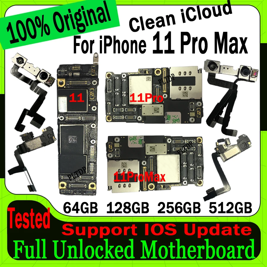 

100% Unlocked For iPhone 11 pro max Motherboard 64GB 256GB Original Clean icloud For iPhone 11 Pro Max Logic Board Full Tested