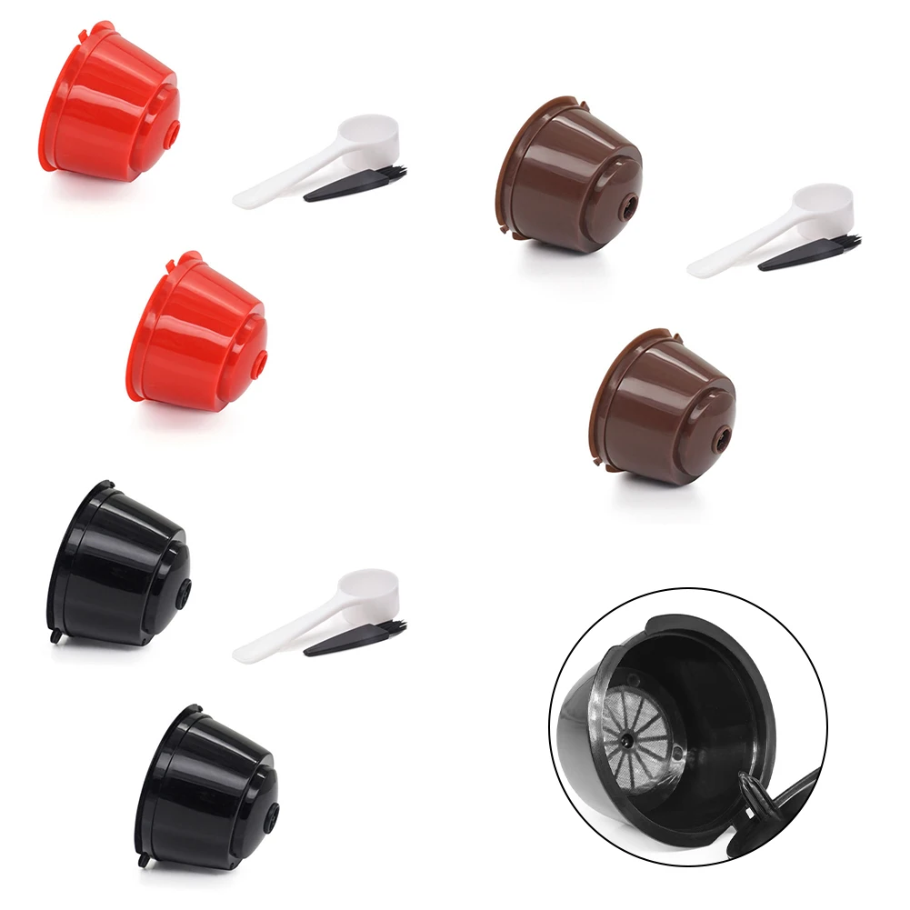 

Reusable Coffee Filters Set Refillable Coffee Capsules Pods For Coffee Maker With Spoon And Cleaning Brush
