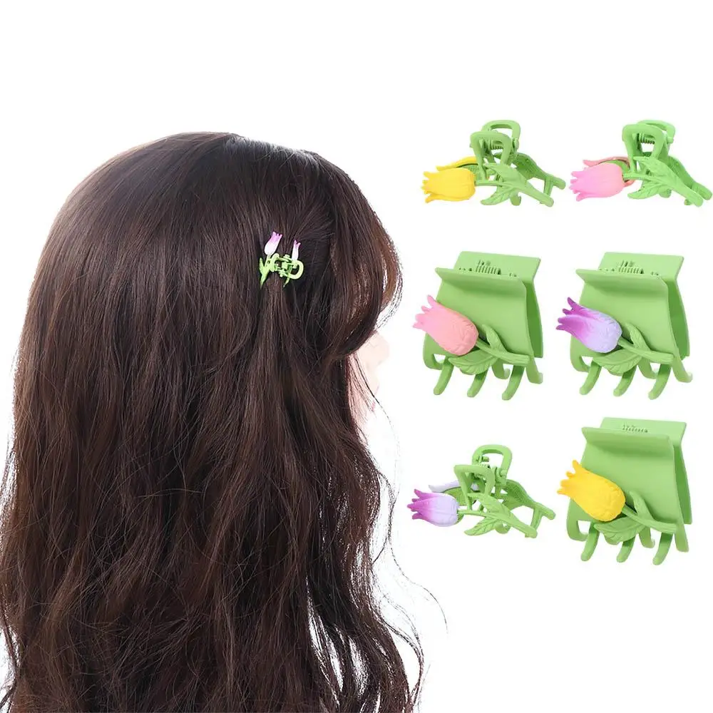 

Summer Sweet Girls 3D Tulip Hair Claws Korean INS Flower Duckbill Clips Delicate All-matching Little Fresh Small Ponytail Holder