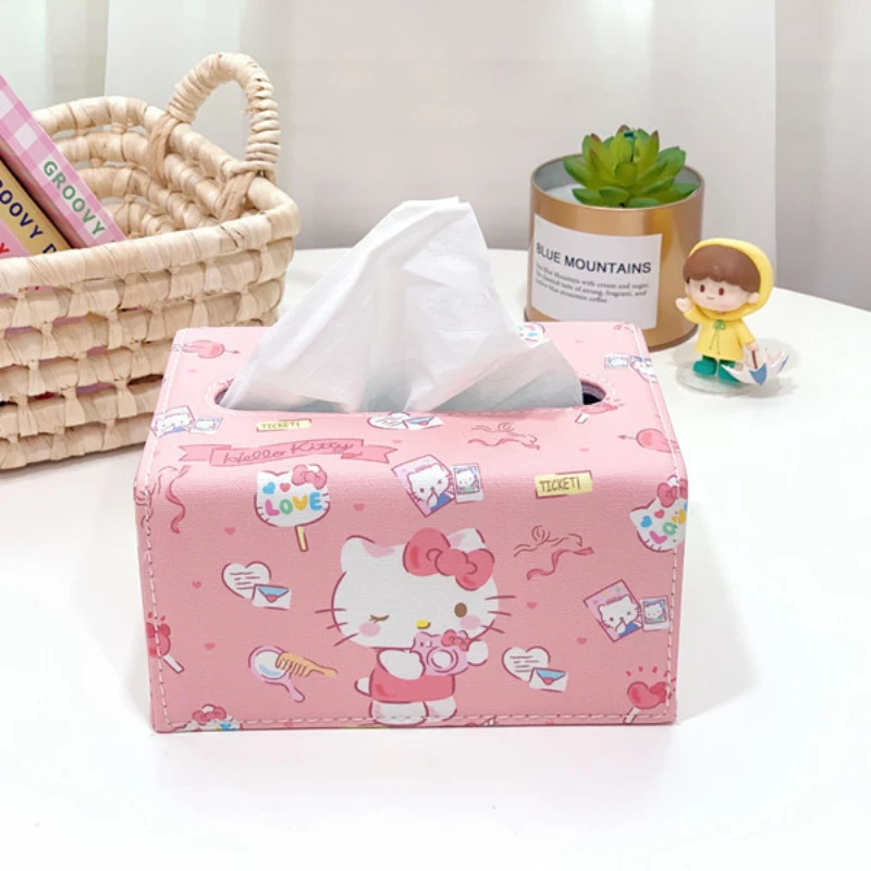 Kawaii Sanrio аниме HelloKitty Kuromi Melody салфетки для настольного компьютера Box милый