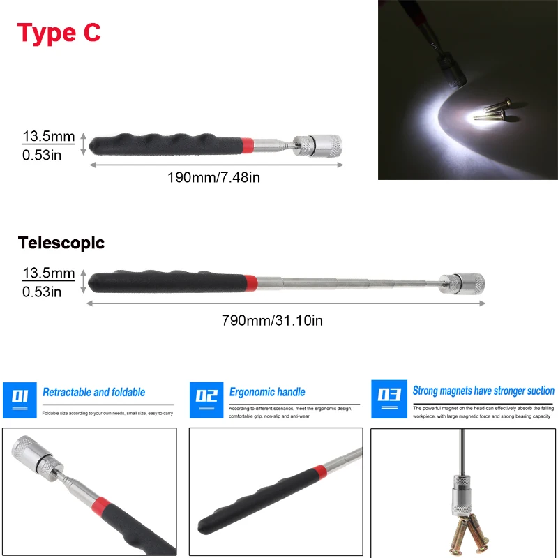 

Телескопический магнитный звукосниматель, гибкий пружинный магнит, захват, зубцы для пальцев