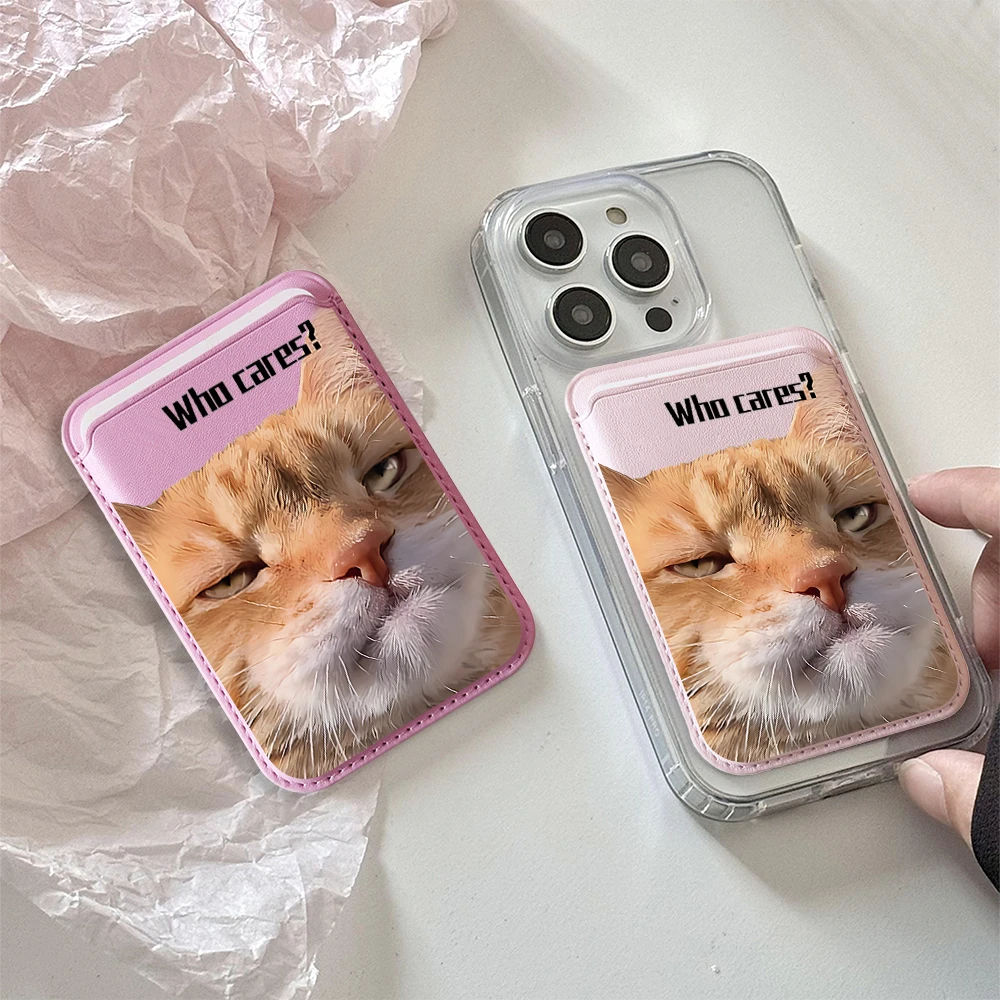 Фото Забавный держатель для карт Ginger Cat в стиле INS, магнитный тонкий кошелек-карман для телефона Magsafe для iPhone 17 16 Pro, чехол для Samsung №2