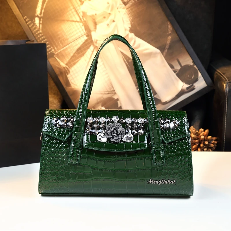 Модная женская сумка Boston 2024 с верхней ручкой и крокодиловым узором