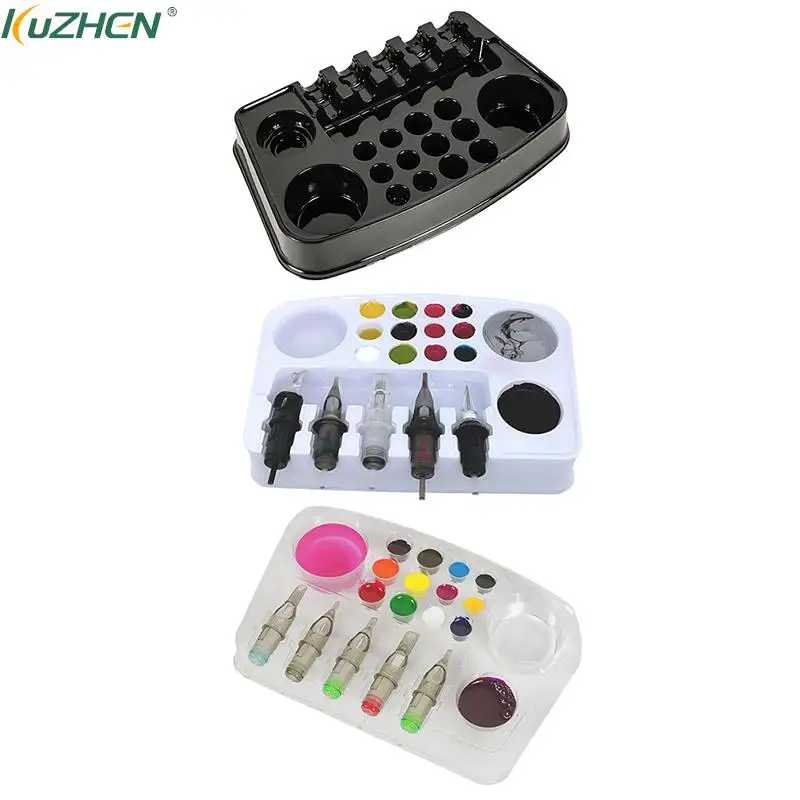 

12Pcs/Set Disposable Tattoo Holder Tray Disk Stand Rack Storage Container Ink Pigment For Tattoo Ink Pigment Accessories 3 Color