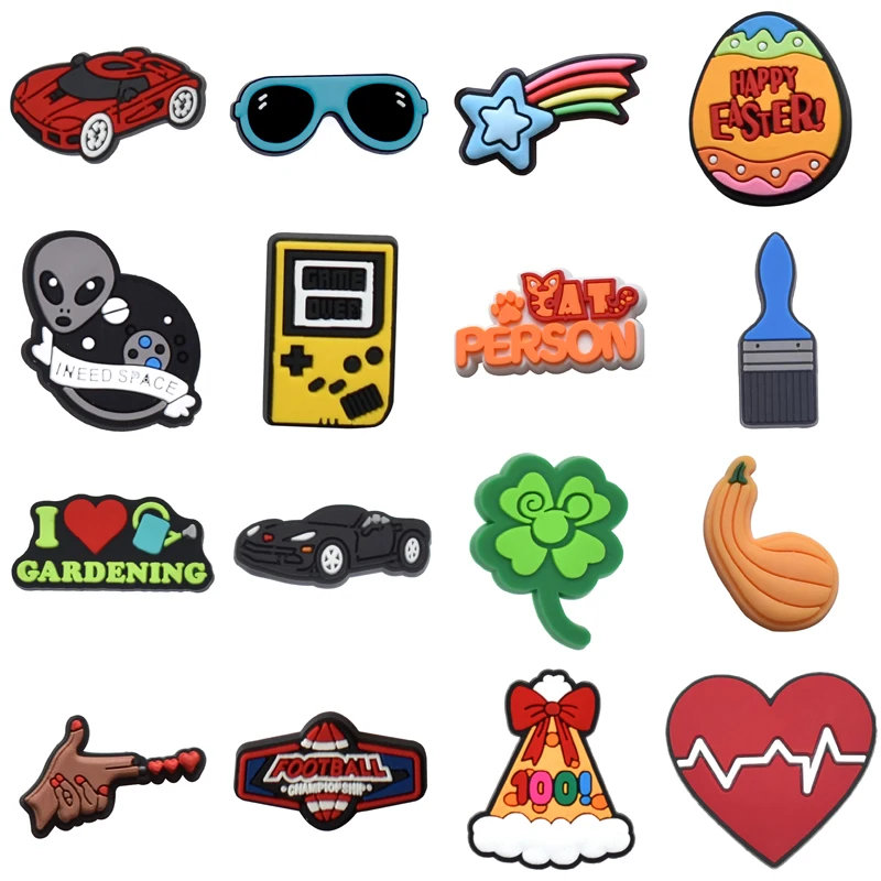 

Hot 1Pcs PVC Shoes Charms Accessories Fit Croc Sandals Wristband Garden Clog Buckle Pins Decorations Boys Girls Party Gifts