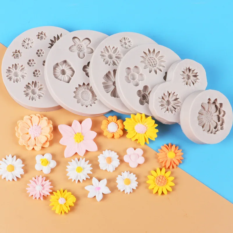 

3D Daisy Wild Chrysanthemum Flower Shape Silicone Mold Fondant Cake Decorating Tools DIY Cake Baking Accessories Resin Mould