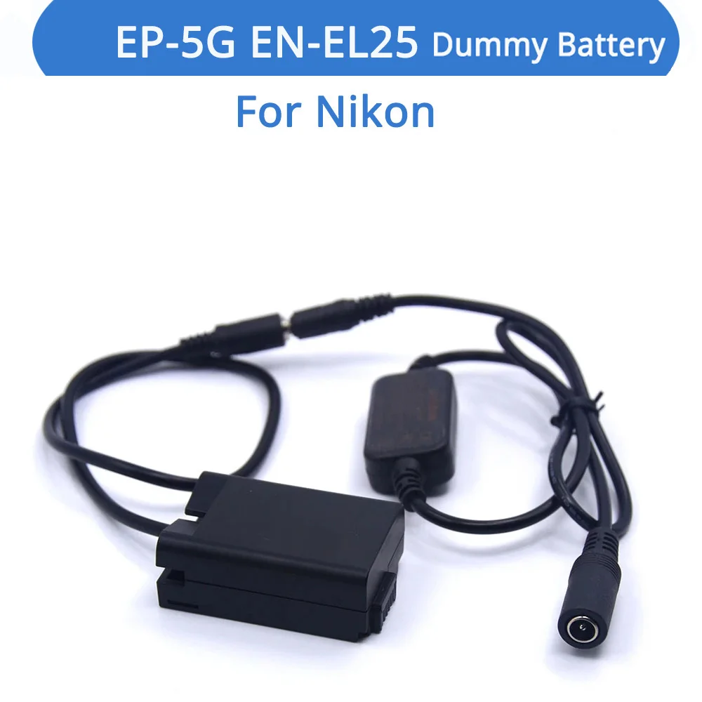 

EP-5G DC Coupler EN-EL25 ENEL25 Dummy Battery 12V-24V Step-Down Power Cable For Nikon Z50 ZFC Camera