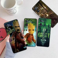 mobile phone case for oneplus 8t 7 9 10 pro nord 2 9r black shell 7t for oppo f19 a53 a93 5g a15 a52 cover groot marvel avengers