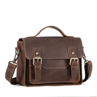 genuine leather mens fashion single shoulder bag high quality crossbody small square bag first layer cowhide messenger handbag