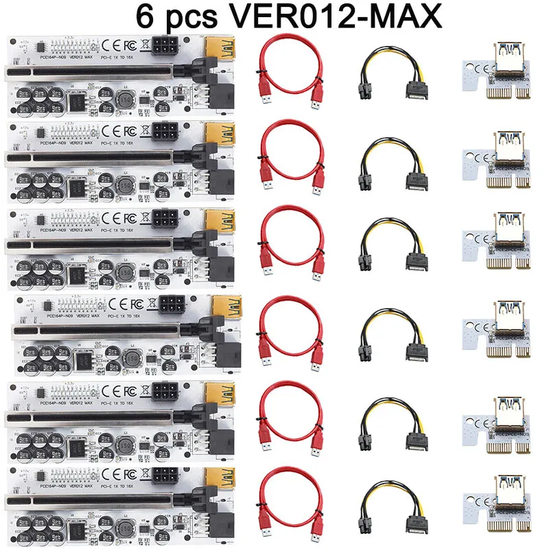 3/6/10Pcs Pci e Riser Ver012 Max PCI-E Card Adapter Multiplier PCI Express 1x 16x USB 3.0 for Mining with LED Indicator |
