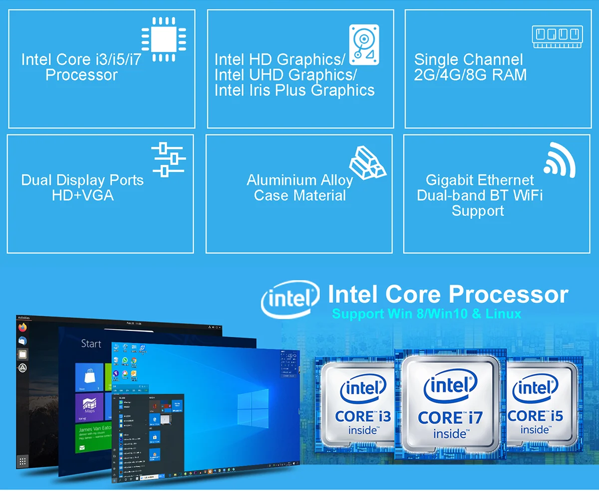 2022 HYSTOU безвентиляторный мини-компьютер 32 Гб DDR4 4 USB 3.0 порт 2 2.0 дешевая ПК-система