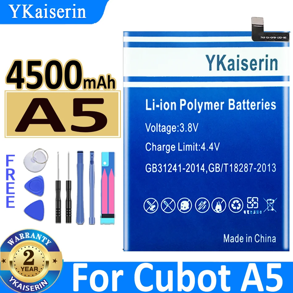 

YKaiserin Battery A 5 4500mAh For Cubot A5 Smartphone Batteries Bateria + Free Tools