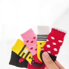 4Pcs Cute Pet Dog Socks with Print Anti-Slip Cats Puppy Shoes Paw Protector Products for Small Breeds Spitz York Dogs Chihuahua