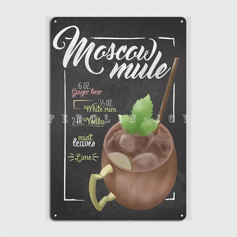 

Moscow Mule Cocktail Bar Metal Plaque Poster Wall Mural Club Bar Funny Wall Decor Tin Sign Poster