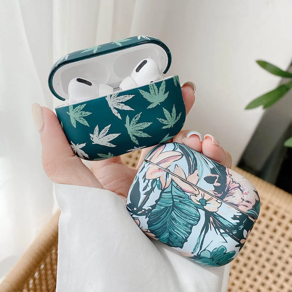 

Maple Leaf Wireless Earphone Case For AirPods Pro 3 Cases Cute Matte Art Flowers Hard PC Earphone Accessories Protector Cover