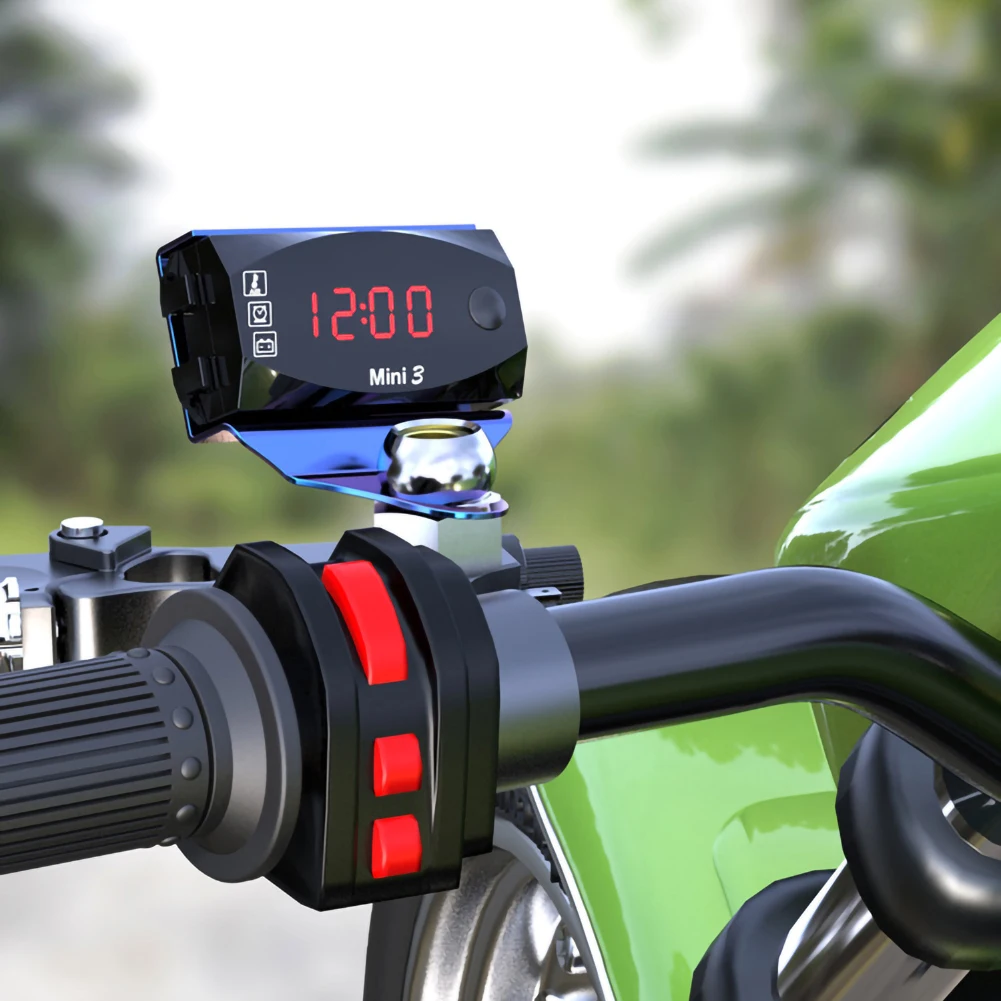 

3 In 1 Universal Motorcycle Waterproof Dust-proof LED Watch Digital Display Electronic Clock Thermometer Voltmeter 12V IP67