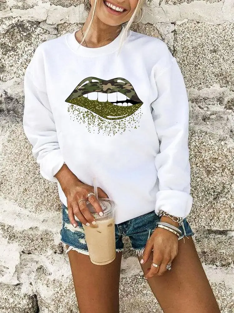 

Print Female Pullovers Women Clothing Ladies Hoodies Fashion Lip Sweet Lovely Style Woman Autumn Spring Graphic Sweatshirts