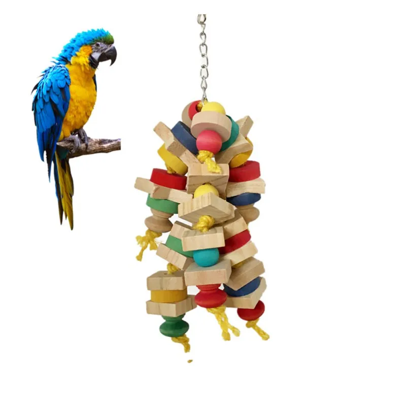

Parrot Chew Toys Colorful Bird Wooden Blocks String Pet Bird Hanging Swing Cage Climbing Ladder Toys Birds Pet Products Toys