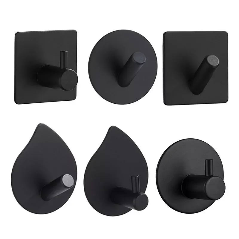 

1PC Stainless Steel High-end Hook Self Adhesive Clothes Hange Bags Key Rack Kitchen Towel Hanger Bathroom Accessory Organizer