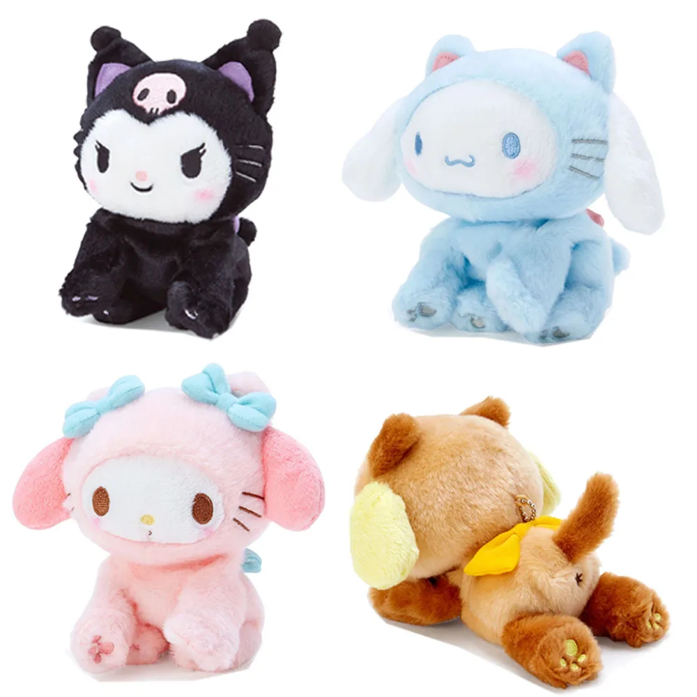 

Sanrios My Melody Kuromi Hellokittys Pom Pom Purin Cinnamoroll Plush Healing Cat Series Anime Plushie Doll Kawaii Pillows 20cm