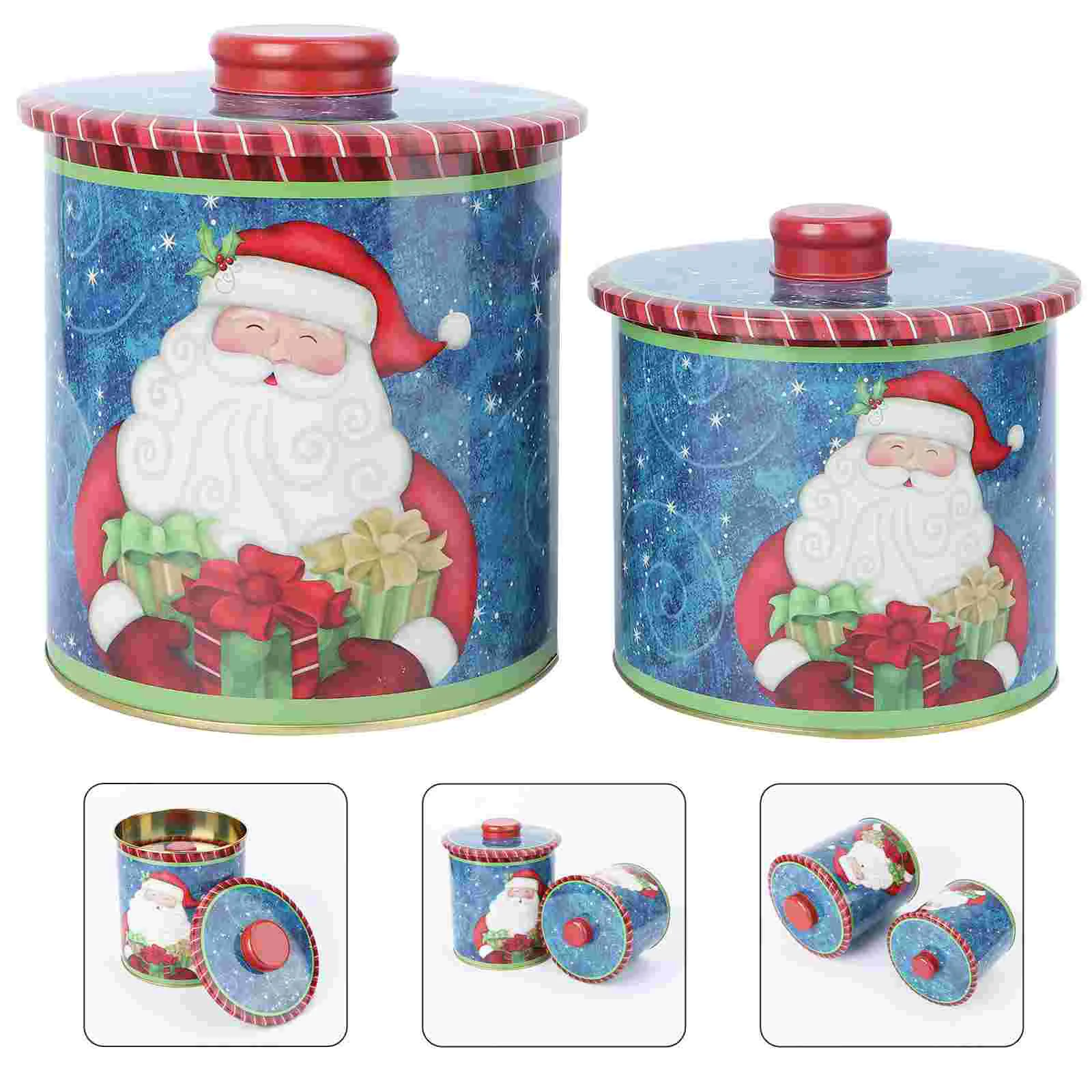 

Jar Christmas Cookie Tins Candy Holiday Boxes Storage Tin Biscuit Xmas Vintage Favorcanister Canisters Kitchen Santa Tea