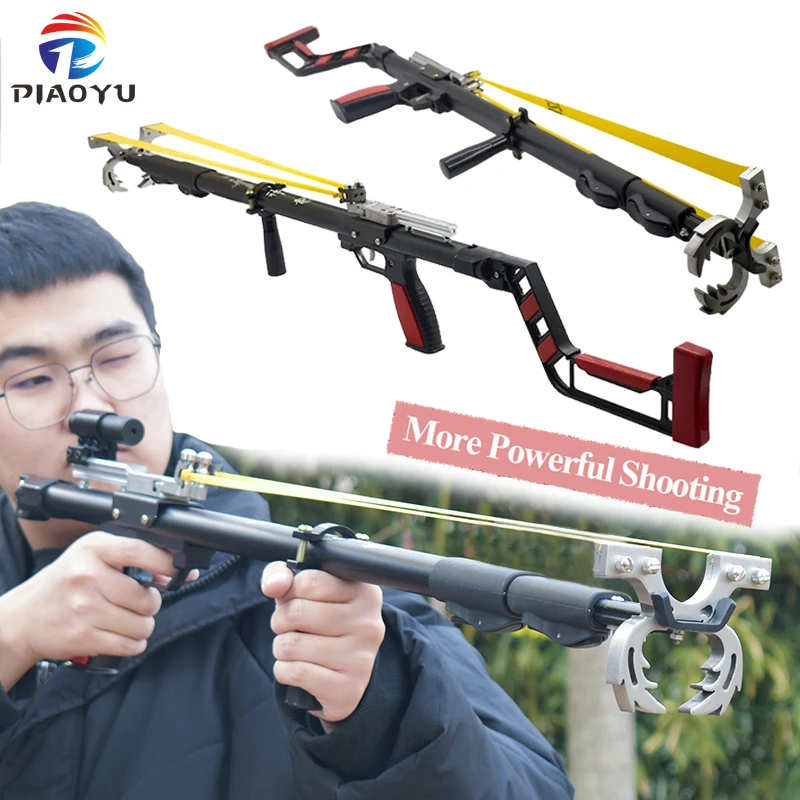

Outdoor Shooting Hunting Stainless Slingshot Powerful Folding Telescopic Slingshots with High Precision Laser Aiming Catapult