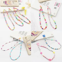 2022 trendy phone chain anti lost soft pottery beaded phone lanyard love letters cell phone strap personalized lady jewelry gift