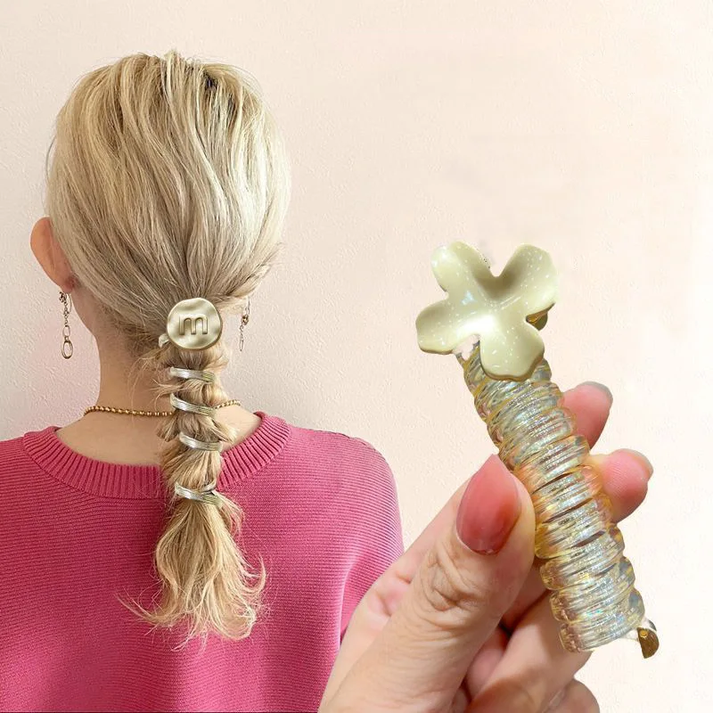 

Creative Women Hair Accessories Simple Solid Color Phone Line Head Rope Low Ponytail Rubber Tie Elastic Hair Band Girls Headwear