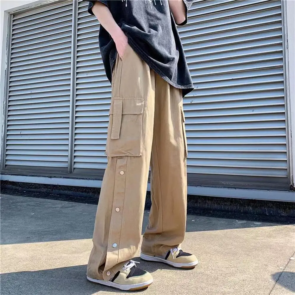 

Popular Long Pants Wide Leg Four Seasons Men Pants Vintage Breasted Pants