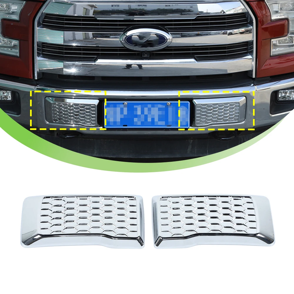 

Front Bumper Decoration Cover Trim for Ford F150 F-150 Raptor 2015 2016 2017 2018 2019 2020 Car Accessory ABS Carbon Fiber Look