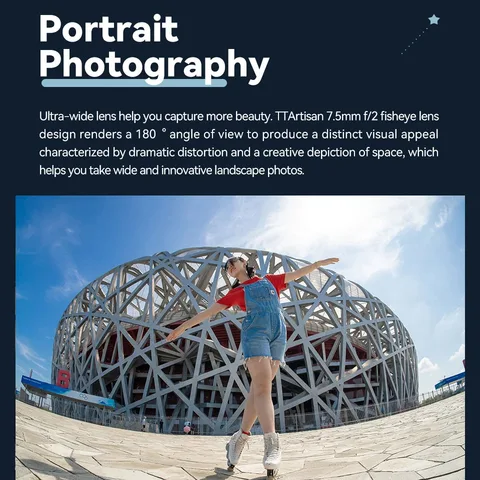 TTArtisan APS-C 7,5 мм F2 объектив «рыбий глаз» с ручной фокусировкой для камеры Fuji X Sony E Canon RF Nikon Z L M4/3 с креплением