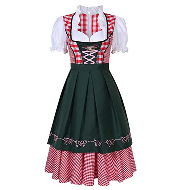 

S-4XL Traditional Bavarian Octoberfest German Beer Wench Costume Adult Oktoberfest Dirndl Dress With Apron