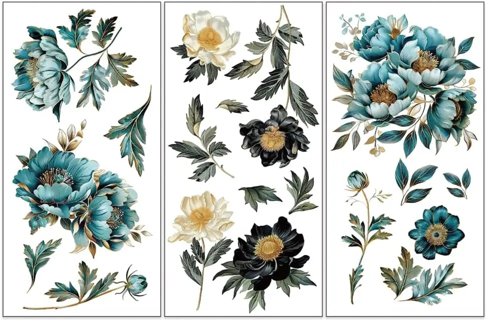 Переводные наклейки для мебели золотые цветы