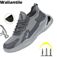 waliantile light breathable safety shoes men male puncture proof indestructible work shoes steel toe construction safety sneaker