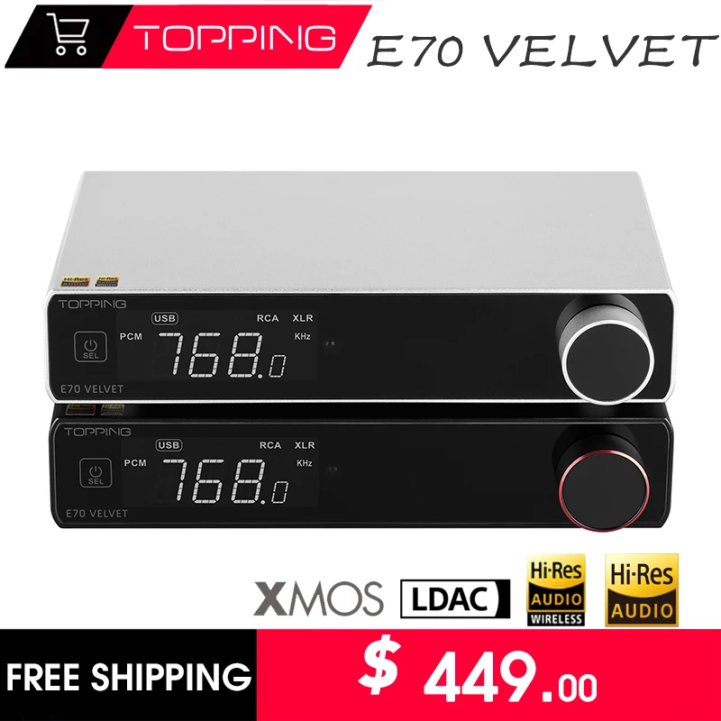 

TOPPING E70 VELVET AK4499EX Digital Audio Decoder Lossless Music Decoding Bluetooth 5.1 Supports LDAC XU316 DSD512 APTX E70V
