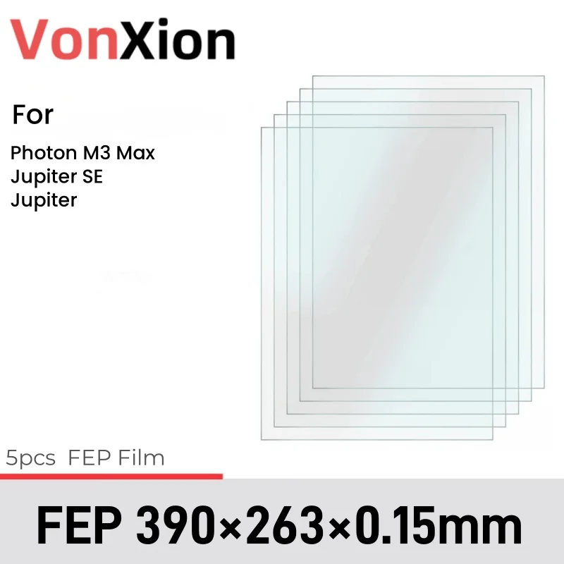 Фото Vonxion 5 шт. Разделительная пленка FEP 390x263x0.15мм для аксессуаров 3D принтера ANYCUBIC Photon M3 Max Jupiter SE LCD SLA DLP УФ смола №1