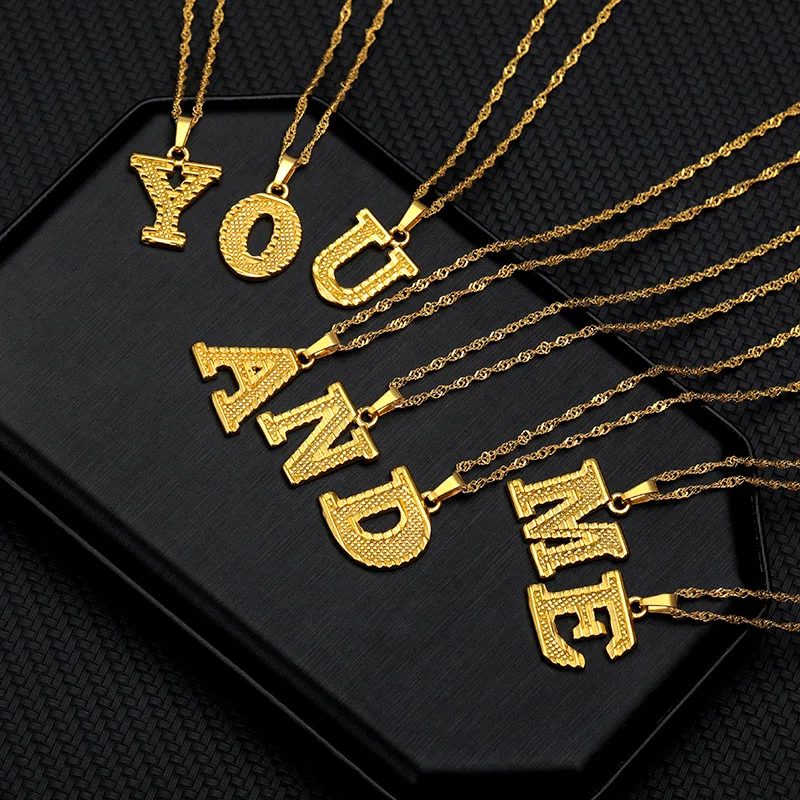 

CARLIDANA Big Gold Metal Bamboo 26 Letter Necklaces for Women Initial Alphabet Pendant Necklace Fashion Link Chain Jewelry Gifts