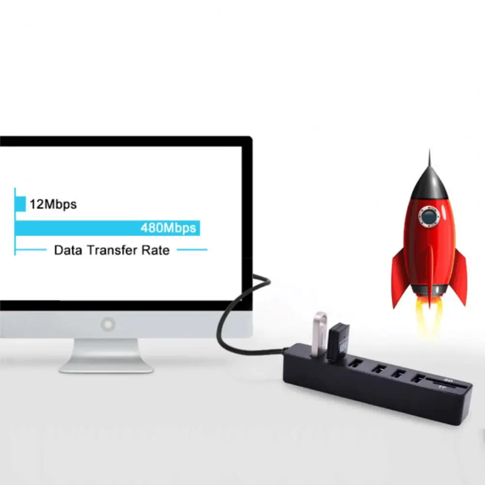 Устройство для чтения данных SD/TF 6 портов с длинным кабелем