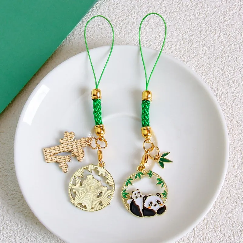 Модный бамбуковый брелок с милой пандой ремешок для мобильного телефона