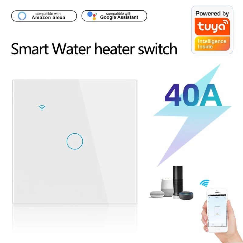 

Умный водонагреватель Tuya с поддержкой Wi-Fi/Zigbee, 40 А, 8000 Вт