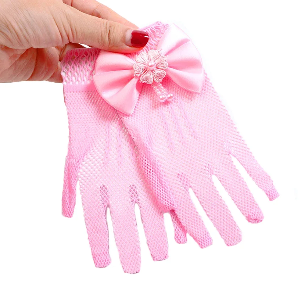 Детские сетчатые перчатки для девочек кружевные эластичные детские рукавицы в