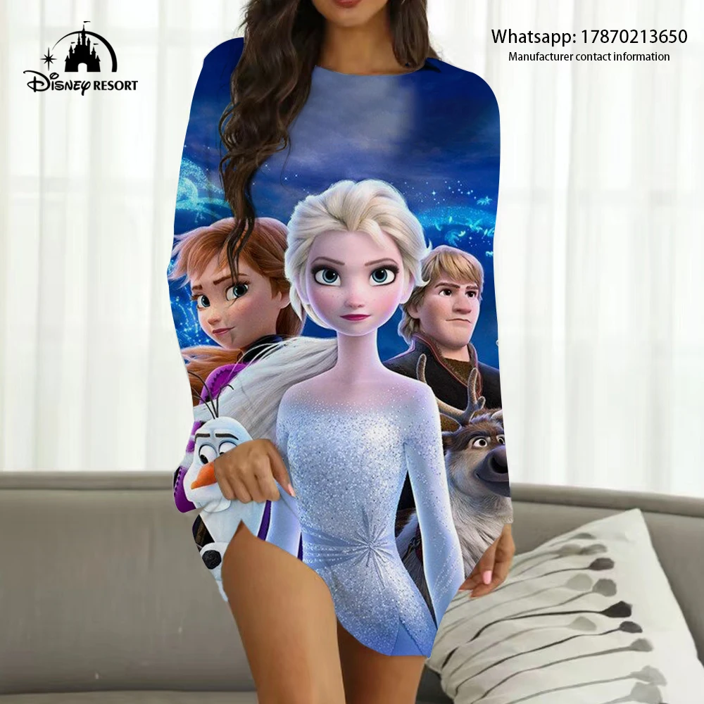 

2022 Fall New Frozen Anime Queen Elsa Disney Brand Streetwear Ladies Sexy Party Club Dress Women's Boho Loungewear Y2K