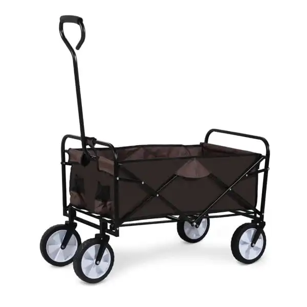 Folding Wagon Cart, Convenient Collapsible Outdoor Wagon with Metal Frame for Camping, Shopping